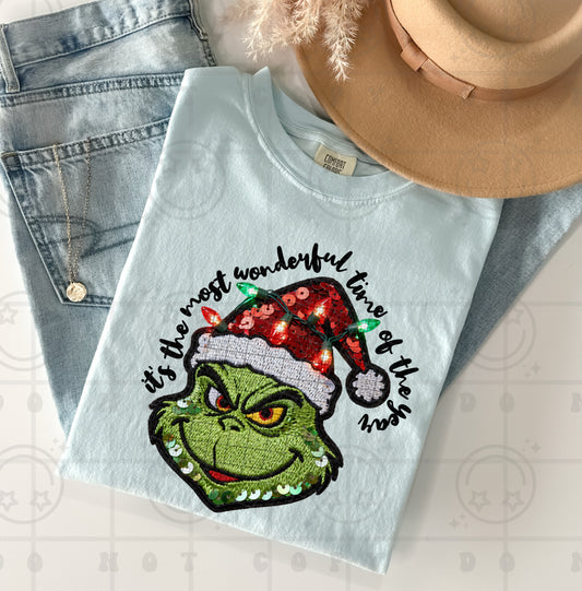 It's the Most Wonderful Time FAUX Embroidery & Sequin
