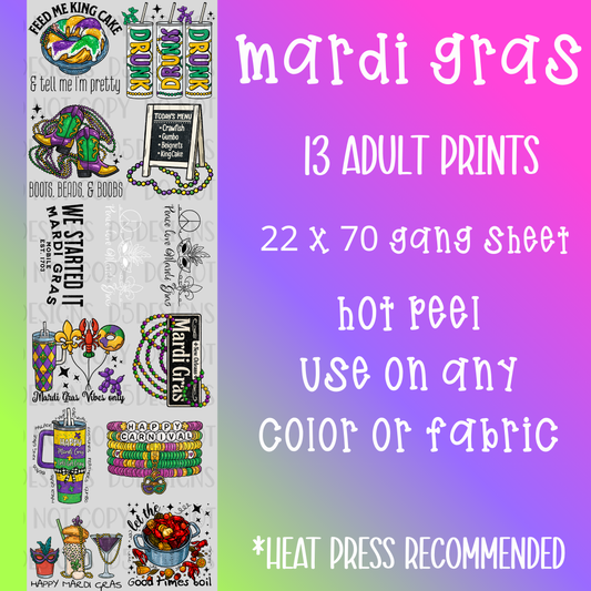 Mardi Gras Pre-Made Gang Sheet