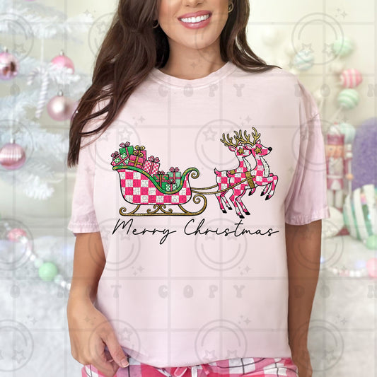 Merry Christmas Pink Checkered