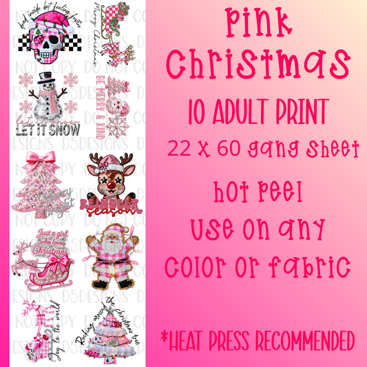 Pink Christmas Pre-Made Gang Sheet