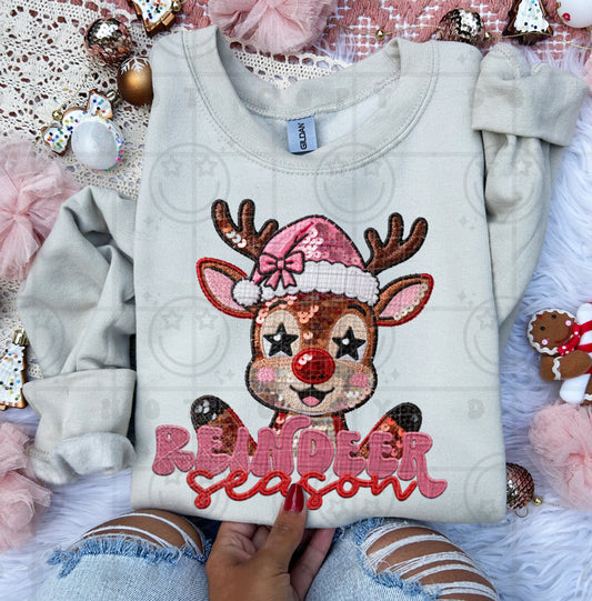 Reindeer Season FAUX Embroidery & Sequin
