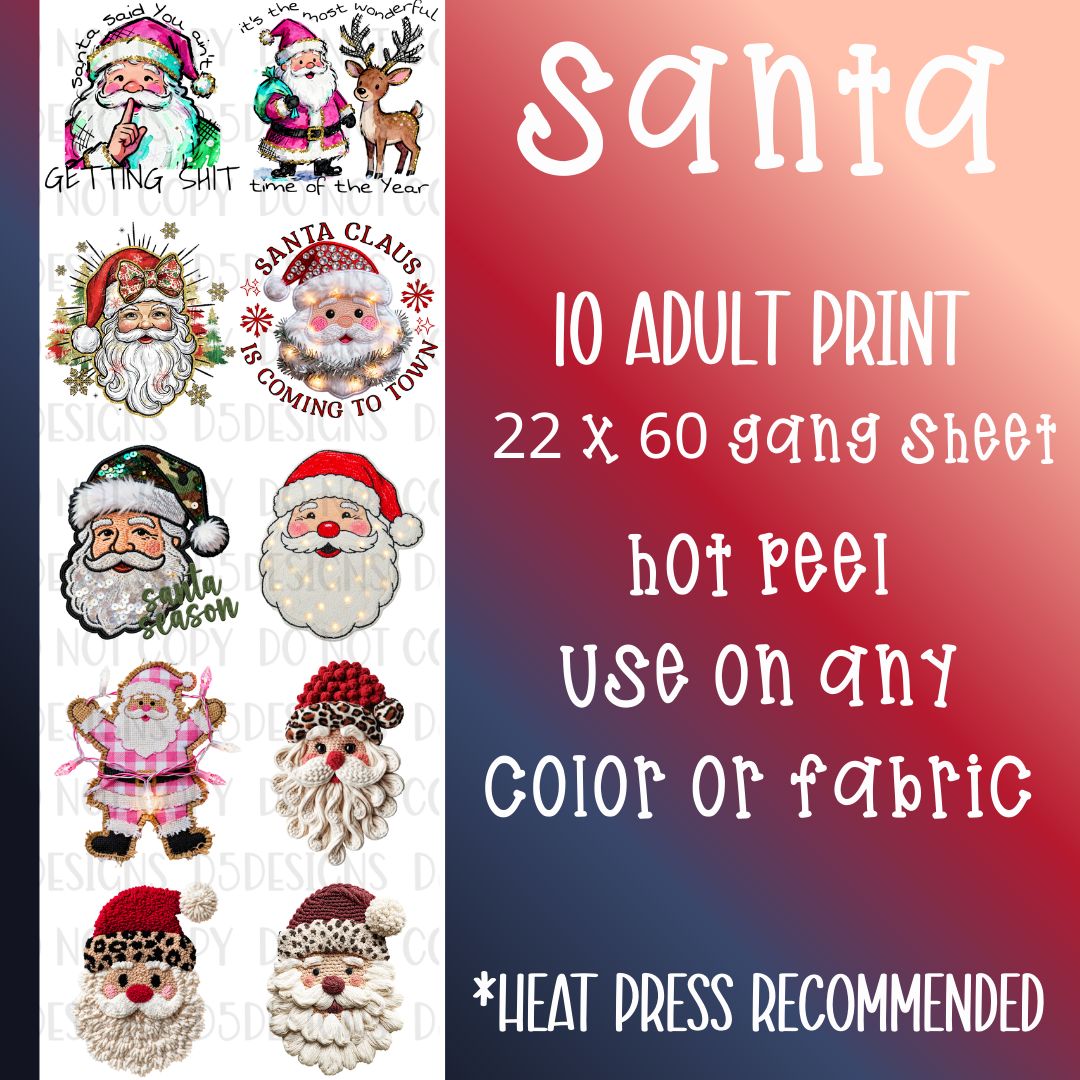 Santa Pre-Made Gang Sheet