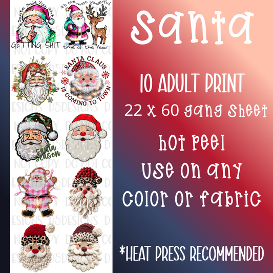 Santa Pre-Made Gang Sheet
