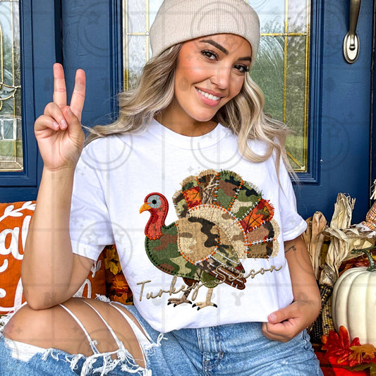Turkey Season Camo FAUX Embroidery