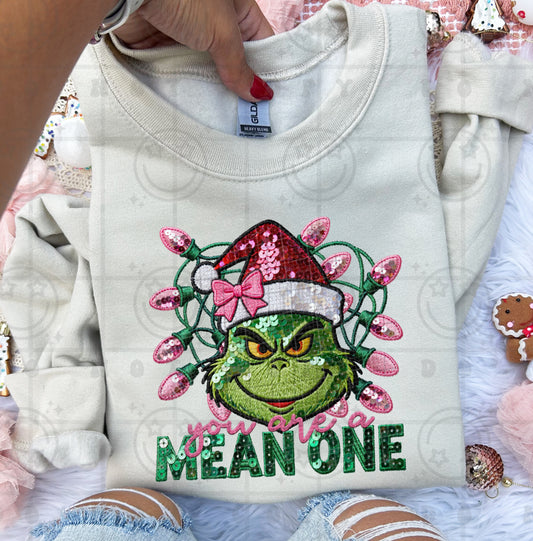 You're A Mean One FAUX Embroidery & Sequin