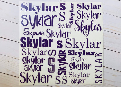 Name Decal Sheets