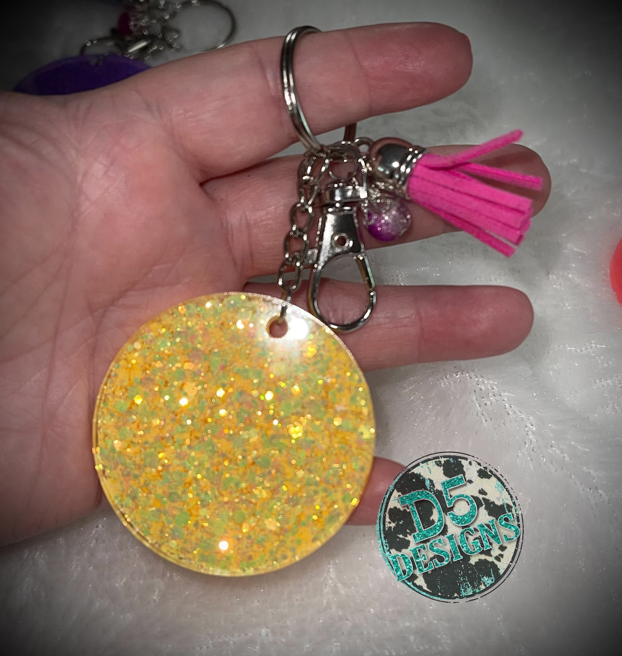 Chunky Glitter Resin Keychain 
